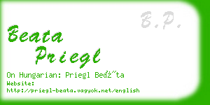 beata priegl business card